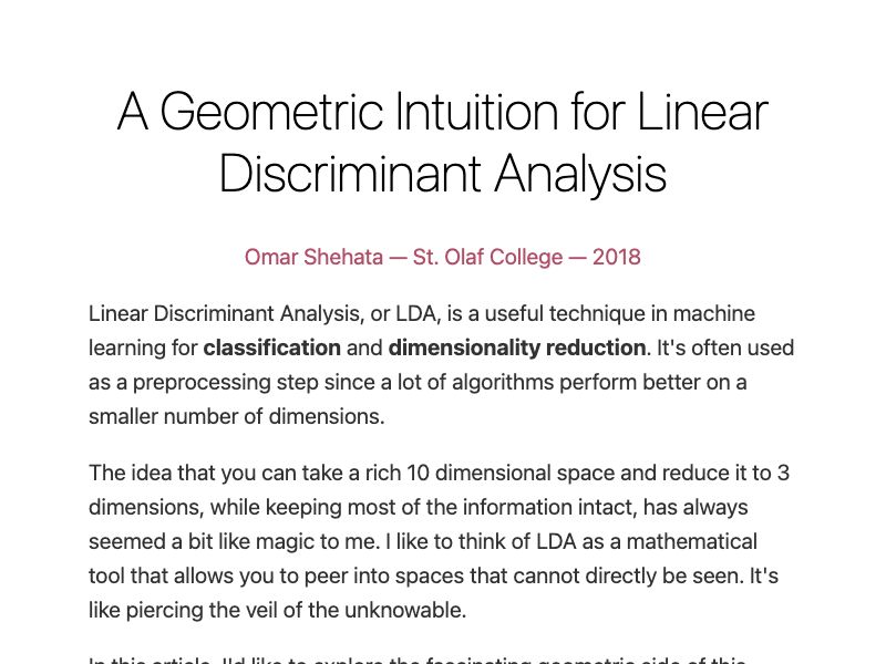 A Geometric Intuition for Linear Discriminant Analysis